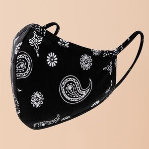 NWT Black Paisley  3 Layers Mask